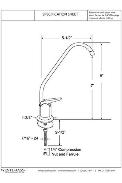 Yıldızan zkra shop Westbrass A2031-NL-26 صنبور موزع مياه باردة نقي بطول 8 بوص...
