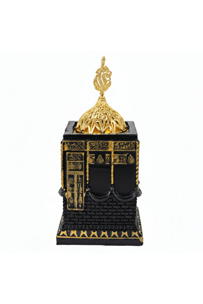 AKDC Kaaba Design Chalk Incense Burner — Black & Gold | 11.5 × 7.5 cm