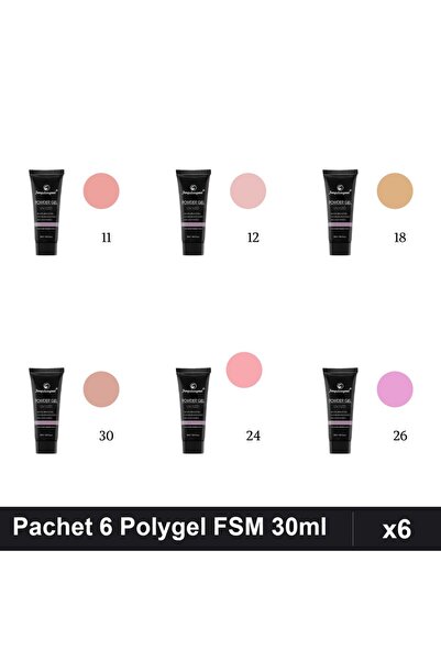 FSM Set 6 Polygel 30ml - Nr.11, Nr.12, Nr.18, Nr.24, Nr.26, Nr.30