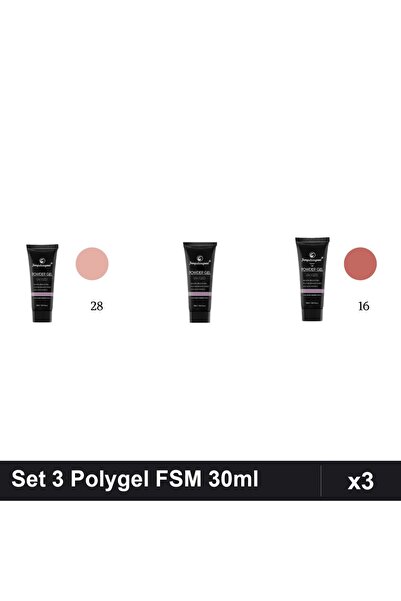 FSM Set 3 Polygel 30ml - Nr.28, Nr.01 Clear, Nr.16 - Constructie Unghii