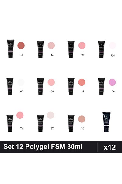 FSM Set 12 Polygel 30ml - Nr.02, Nr.04, Nr.07, Nr.09, Nr.12, Nr.16, Nr.23, Nr...