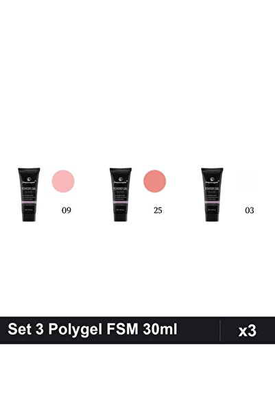 FSM Set 3 Polygel 30ml - Nr.09, Nr.25, Nr.03 - Constructie Unghii