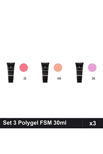 FSM Set 3 Polygel 30ml - Nr.21, Nr.08, Nr.26 - Construcție Unghii