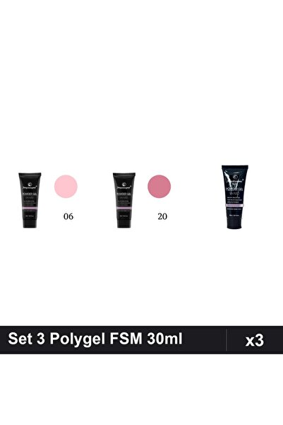 FSM Set 3 Polygel 30ml - Nr.06, Nr.20, Nr.22 - Constructie Unghii