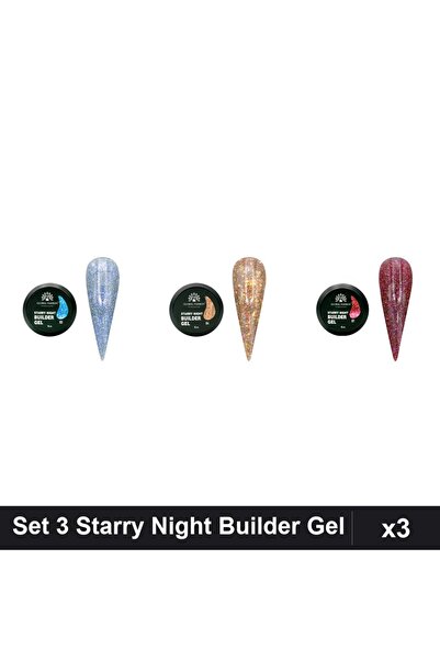 global fashion Set 3 Starry Night Builder Gel 15g - Nr.03 Nr.04 Nr.07