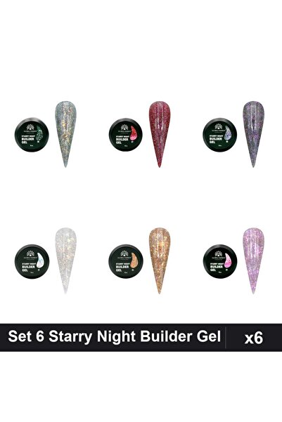 global fashion Set 6 Starry Night Builder Gel 15g - Nr.01 Nr.02 Nr.04 Nr.06 N...
