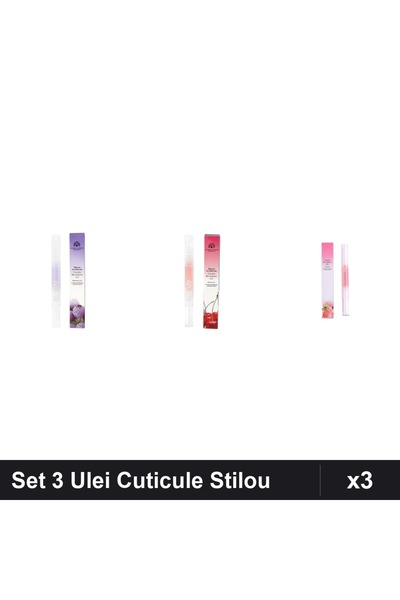 global fashion Set 3 Ulei Cuticule Tip Stilou - Afine, Cirese, Peach
