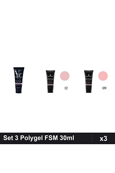 FSM Set 3 Polygel 30ml - Nr.22, Nr.12, Nr.09 - Constructie Unghii