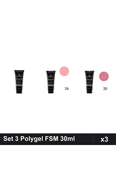 FSM Set 3 Polygel 30ml - Nr.01 CLEAR, Nr.24, Nr.20 - Constructor Unghii