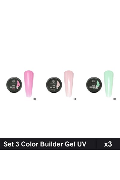 global fashion Set 3 Color Builder Gel UV 15g - Nr.01 Nr.06 Nr.13