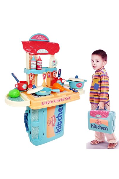 Salamandra Kids Set Bucatarie Valiza 3 in 1 de Jucarie cu accesorii, Verde