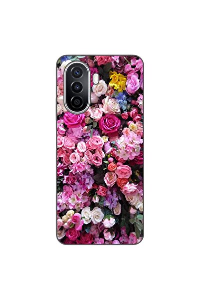 OEM Husa compatibila cu Huawei Nova Y70 Silicon Gel Tpu Model Trandafiri Roz