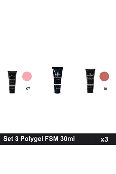 FSM Set 3 Polygel 30ml - Nr.07, Nr.16, Nr.17 Lipstick - Constructie Unghii