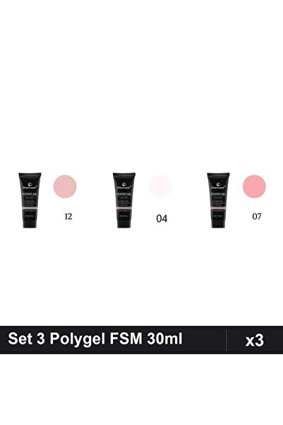 FSM Set 3 Polygel 30ml - Nr.12, Nr.04, Nr.07 - Constructie Unghii