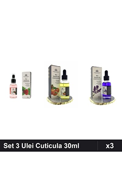 global fashion Set 3 Ulei Cuticula Pipetă 30ml - Căpșuni, Mandarină, Lavandă