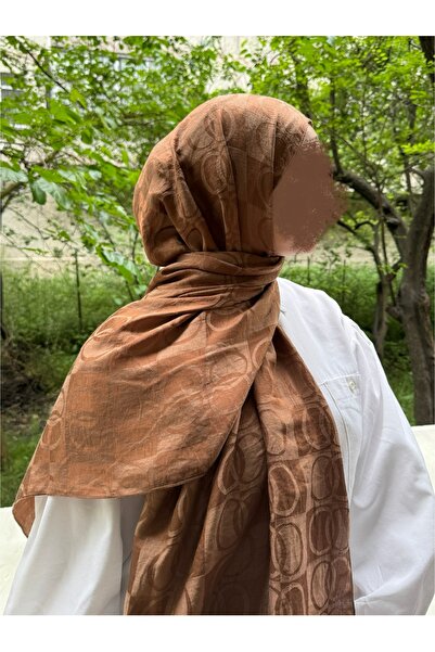 shalby Hijab Cotton Soft Textured Big Loop Pattern Jacquard Shawl Cinnamon