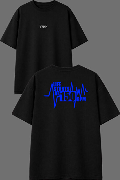 VSRN Life Star Techno 150 Bpm Σχέδιο Μπροστινό και Πίσω Τυπωμένο Μαύρο Oversi...