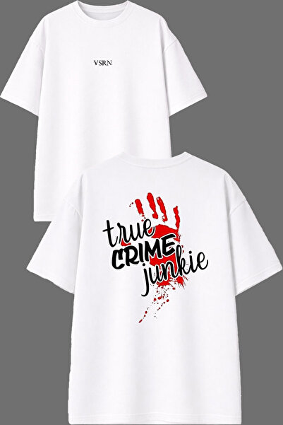 VSRN True Junk Design majica sa prednjim i zadnjim štampanjem, bela, oversize