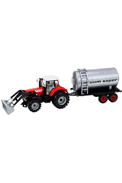 LeanToys Tractor cu rezervor de combustibil roșu