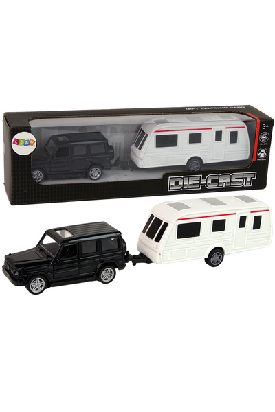LeanToys Jeep cu remorcă negru