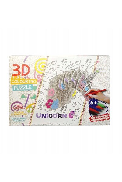 Swede Puzzle 3D unicorn de colorat