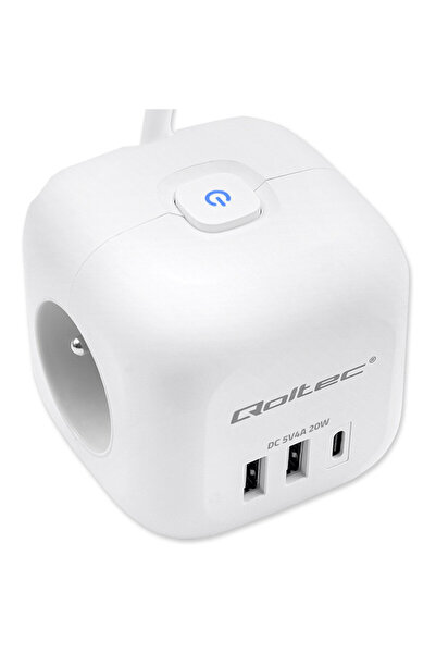 Qoltec Bloc de alimentare 6 în 1 cu indicator luminos. |   3x AC |   2x USB |...