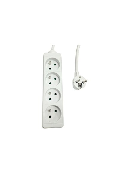 MicroConnect Prelungitor cu 4 prize, tip E francez, 3m alb