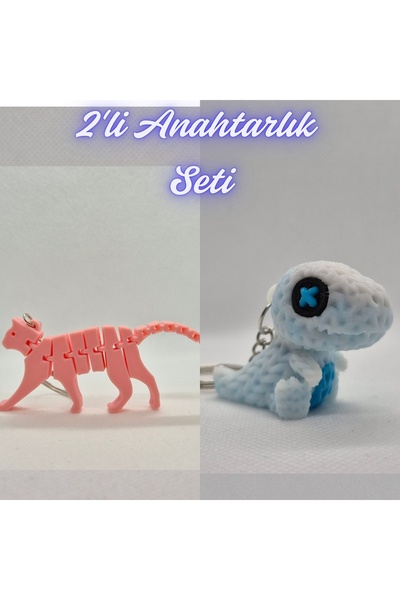 3DAtölyeMaker Light Pink Flexible Cat and White Knitted Pattern Moving Dino K...