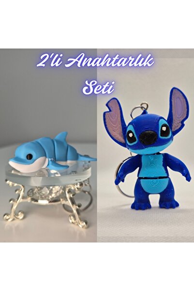 3DAtölyeMaker Light Blue Flexible Colorful Dolphin and Blue Flexible Stitch K...
