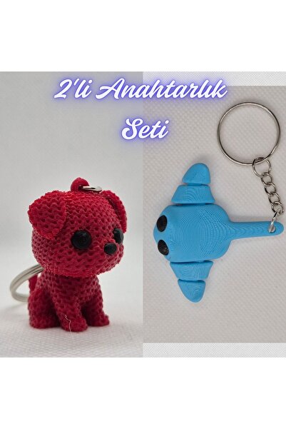 3DAtölyeMaker Fire Engine Red Knitted Patterned Dog and Light Blue Flexible S...