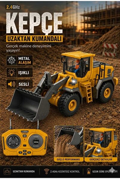 Aksoy Toys Uzaktan Kumandalı Işıklı Sesli Full Fonksiyon Metal Hareketli Kepç...