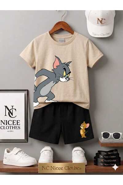 NC Nicee Clothes تي شيرت صيفي للأطفال قصير الأكمام للجنسين (توم وجيري سينيرلي)