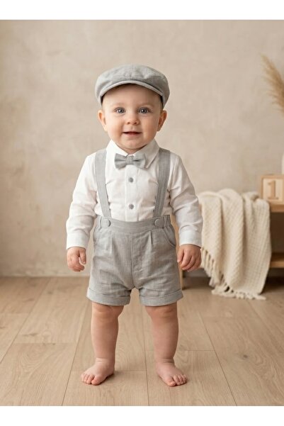 Moonstar Baby Boy Salopet Suit Shirt, Hat and Bow Tie Accessories 4 Pieces 3-...