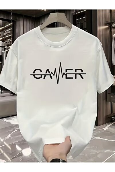 PAVRO Unisex Άνετο T-shirt με μικτό σχέδιο και στάμπα