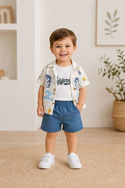 Miniminnakkidswear طقم قميص من قماش الموسلين للأطفال الأولاد من 3 قطع من 6 إل...