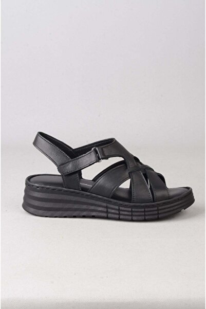 SEÇ KUNDURA Seç Km45 Genuine Leather Anatomical Women's Sandals Black