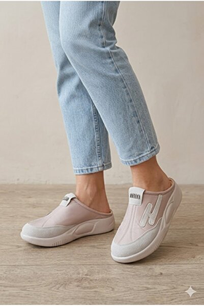 Demirsa Boutique Women's Beige Sneaker Casual Slippers