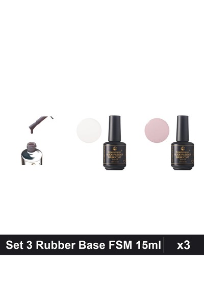 FSM Set 3 Nude Rubber Base 15ml - Nr.14, Nr.15 Alb Laptos, Nr.14 Nude