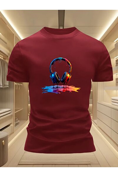 PAVRO Unisex Άνετο T-shirt με μικτό σχέδιο και στάμπα