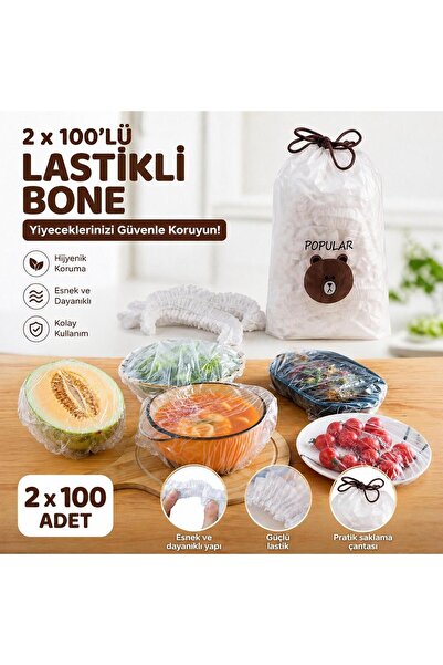 BuradaBuldun Hijyenik Gıda Koruyucu Bone 2 paket ( 200 adet )