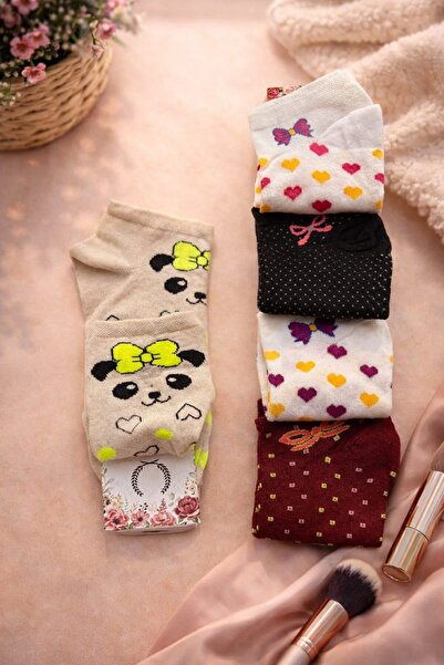 your trend socks 12 Çift Kadın Patik Çorap, Terletmeyen, Kokusuz, Pamuklu Çorap - Mevsimlik - Karışık Renk/Desen