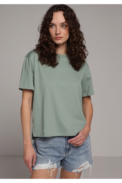 Colin's Regular Fit Round Neck Plain Women's Green Short Sleeve T-Shirt