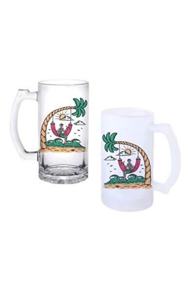 Ghostbastır Palm Tree Handle Beer Glass with Frosted or Transparent Options 0176