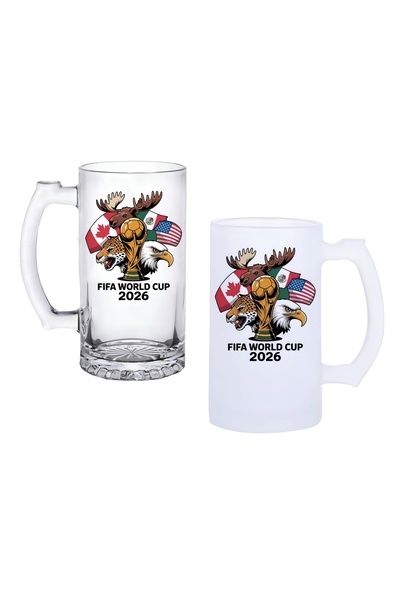 Ghostbastır World Cup Beer Glass with Handle, Frosted or Transparent Options 056