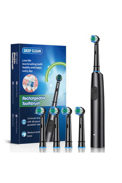 Choice4 black 4 heads Electric Rotating Toothbrush Deep Clean Whitening Teeth...