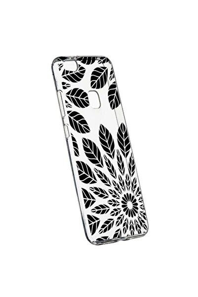 bestcase Husa Silicon, Transparent, Slim, Black Flower, Huawei P10 LITE