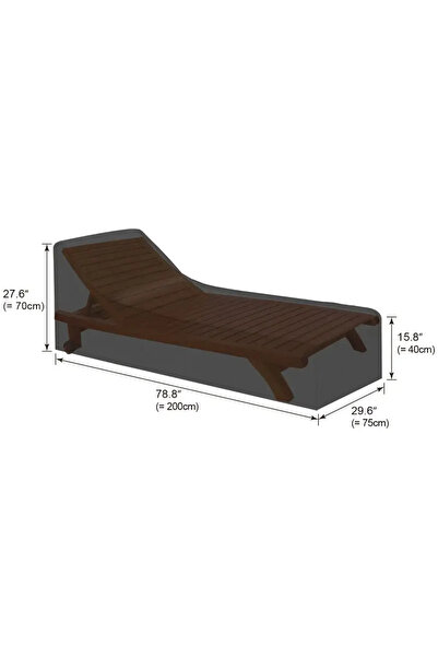 Choice 200X75X40 and 70cm Black Waterproof Patio Chaise Lounge Cover, Heavy D...