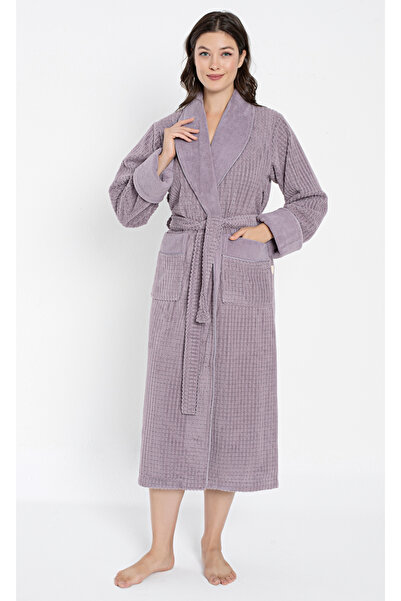 Nuşa Şalyaka Square Jacquard Bamboo Cotton Lace Stylish Women's Bathrobe Soft...