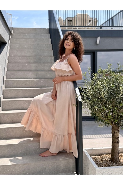 RAMONA BADESCU EXCLUSIVE RB Exclusive Long Muslin Dress with Ruffled and Thin...