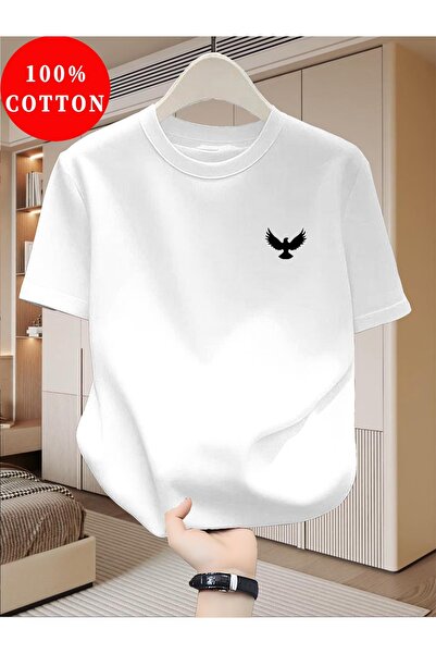 PAVRO Unisex Άνετο T-shirt με μικτό σχέδιο και στάμπα